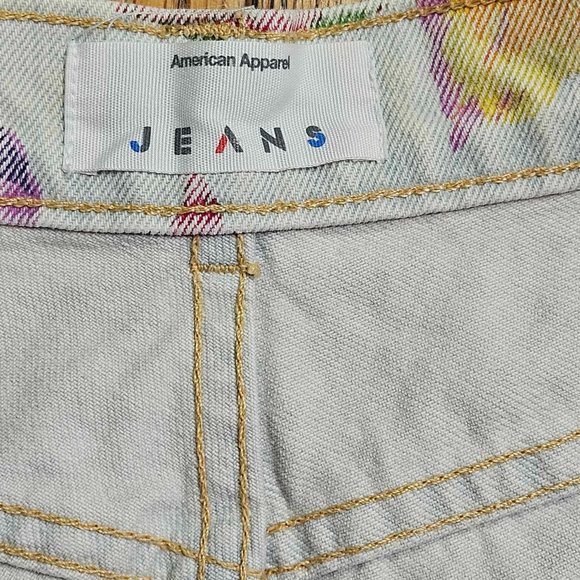 American Apparel High Waisted Floral Jean Shorts Size 27 - Picture 4 of 8